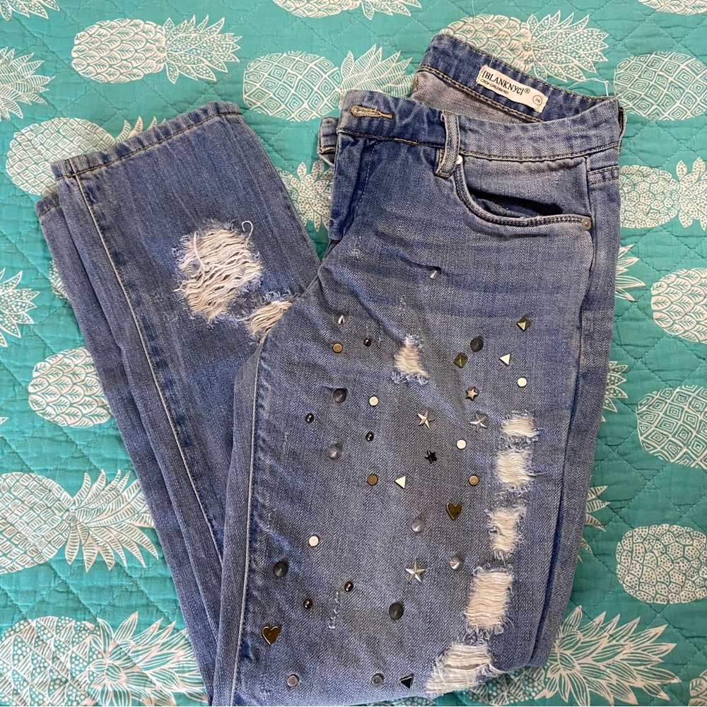 Blank NYC studded crop girlfriend jeans